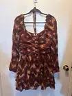 House of Harlow 1960 dress long Ballon sleeve lined Layered Burgundy size Large