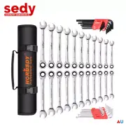 48Pcs Ratchet Spanner Set Hex Key Metric SAE Allen Key Rolling Pouch Portable