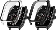 Protective Case for Amazfit GTS 4 Case Cover Bumper Ultra Thin PC Protector Shell Frame for GTS 4 GTS4 Accessories (Black+Clear)