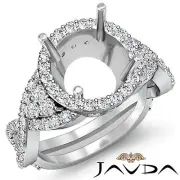 Diamond Engagement Halo Pave Antique Ring Round Semi Mount 14k White Gold 1.66Ct