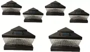 Solar Post Cap Light 6 Pcs 4x4 Solar Black Color Square 5 LED Bulbs Fence Light