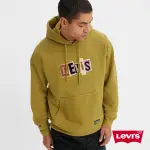 【LEVIS 官方旗艦】滑板系列 男款 寬鬆版超重磅口袋帽T / 拼接布章LOGO / 蘚苔綠 熱賣單品 A1008-0006