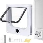 Cat Door for Door | Pet Door Easy Set-Up 4 Ways Locking Weatherproof,Convenient Pet Supplies Safe for Glass Doors Walls Cabinets