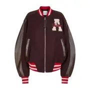 [The Attico] The Attico Leather-sleeved Logo-patch Bomber Jacket 40 IT RED