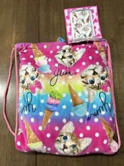 NWT! 2 in 1 Sling Bag Large Beach Towel Cat Faces Ice Cream Cones