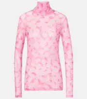 [Dries Van Noten] Dries Van Noten Printed high-neck jersey top AU 10 pink