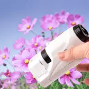 Mini Pocket Microscope Kit Handheld Microscope LED Kids Science Toy (White)