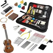 Guitar Setup Kit - 72X Repairing Maintenance Tool Kit with Carry Bag,String Instrument Care with Strings Picks Bridge Pins, Accessories Set for Electric Guitar