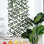 GREEN 17x95" Expandable Lattice Fence WOOD BACKDROP Panel SILK Ivy LEAVES Party