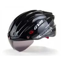 在飛比找PChome24h購物優惠-【路達自行車衣百貨】GVR 素色系列安全帽(附風鏡)-黑色G