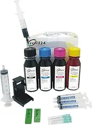 refill24 Refill Kit: Refill Ink 400ml for HP 304 304 XL Black and Colour + Accessories + Instructions Printer Ink for DeskJet 2630, 3720, 3730, 3735, 3750, 3760, Envy 5020, 503030303030