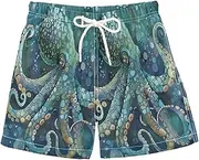 [RPLIFE] Kids Swimming Shorts, Toddler Boy Swim 2t, Octopus Sea Animal Teal Blue