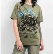 Ed Hardy Graphic T-shirt Men’s Large Crouching Panther Front Back Logo