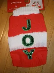 NEW Wondershop Pet Flip Sequin Sweater JOY Red & White XS