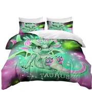 Green Sparkling Taurus Lil Dragon Quilt Cover