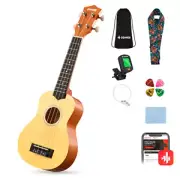 Donner Soprano Ukulele 21" Ukalele Ukelele With Bag Strap String Tuner Picks