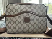 GUCCI Interlocking G Messenger Bag 675891 92THG 8563 Canvas Leather Brown