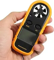Chironal 1Pcs Portable Digital Anemometer 0.3-30m/s Wind Speed Meter with LCD Backlight Display (Yellow)