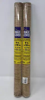 2 Knotty Pine Self-Adhesive Shelf Drawer Liner 18" x 9' Rolls NEW Wood VTG Lot