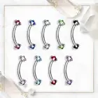 16G Eyebrow Ring Curved Barbell Prong Set CZ Lip Rook Daith Snug Piercing 8mm