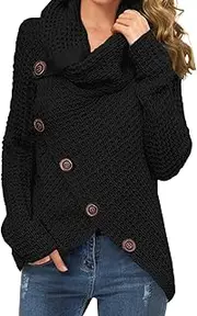 GRECERELLE Womens Turtleneck Sweaters 2024 Fall Chunky Long Sleeve Asymmetric Knit Pullover Sweaters