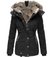 Women's Down Coat Winter Regular Warm Casual Daily Jacket Long Sleeve Black 4XL