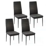 CostwayUpholstered Dining Chair Set of 4 with Padded Backrest and Seat-Black