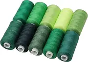 Haobase Sewing Thread Assortment Coil 10 Colors 400 Yards Per Spool 40S/2 Polyester Thread Sewing Kit for Hand and Machine Sewing (Green Styles)