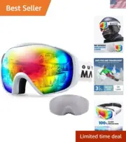 Versatile Snow Goggles with Adjustable Strap and Cover - Winter Sports Essential