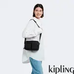 KIPLING 經典黑菱格紋印花實用多前袋側肩包-ALBENA