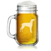 16oz Mason Jar Glass Mug w/ Handle Weimaraner Dog