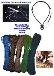 11 In One Braided Paracord Fire Starter Necklace With Ferro Rod & Striker