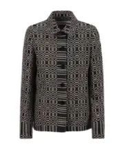 Geometric pattern printed casual jacket FR36 Black