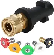 Pressure Washer Adapter 1/4'' Quick Connect Female Fitting, Compatible with Karcher K2 K3 K4 K5 K6 K7, Includes 5 Multi-Degree Nozzles,Weatherproof, Anti-Aging