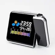 Digital Projector Alarm Clock and Weather Station Colour Screen Digital Projection Clock Creative Perpetual Calendar Weather Clock Electronic Projection Alarm Clock Black One Size