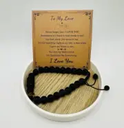 Men's Engraved Matte Stone Bracelet for your loved one, Heartfelt Gift