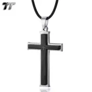 TT Two-Tone Black Stainless Steel Bible Scripture Cross Pendant (NP226)