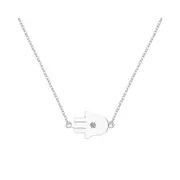 ANYCO Necklace 925 Silver Hamsa Hand Pendant with Zircon Spiritual Gift Jewelry for Women