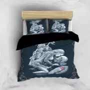 Duvet Doona Quilt Cover Set Single Double Queen King Size Skull Kissing