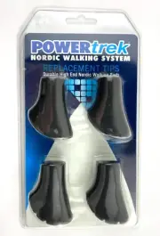 4pc Powertrek Nordic Walking System Replacement Tips For Walking Pole Rubber NIB