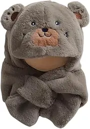 [RYZGOJV] Kids Winter Hat Scarf Set, Unisex Kids Toddler Children Hat with Neck Warmer Winter Warm Kids Gift Bear-Grey, Grey
