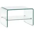 Coffee Table Clear 50x45x33cm Tempered Glass Sofa Lounge Lamp Side Storage