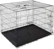 i.Pet Dog Crate Cage 42" Pet Kennel Crates Puppy Cat Fence House Outdoor Indoor Portable Carrier, Metal Wire with Triple Doors Lockable Foldable with Removable Tray and Handle