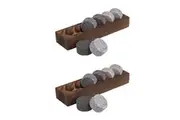 2x 6pc Bartender Granite Whisky Disc Cooling Stone Set w/ Wooden Base Tray