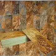 Decopus Peel and Stick Subway Tile Backsplash for Kitchen (Vintage Slate Gold 3" x 6" 48 Sheets) for Accent Wall
