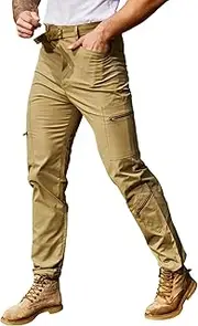 [Wirltte] Men's Cargo Work Pants Hiking Pants for Men Tactical Pants Lightweight Fishing Jogger Pant