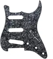 [Musiclily] 11 Hole Strat Pickguard for Fender USA/Mexican Standard Stratocaster Modern Style Electric Guitar, 4Ply Black Pearl