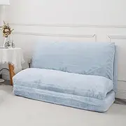 [N&V] Folding Matress Sofa, Foam Filling Folding Matress Sofa, Includes Removable and Machine Washable Cover, Soft Faux Fur (Grey)