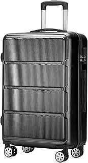 [VUCICA] Travel Suitcase Classic Thick Stripe Cabin Luggage Mute Universal Wheel Code Lock Trolley Strong and Sturdy Case Luggage Portable Trolley Luggage Durable (Size : A)