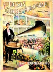 Edison Phonograph Record Player Ad fridge magnet 2.5 x 3.5" tin concert color